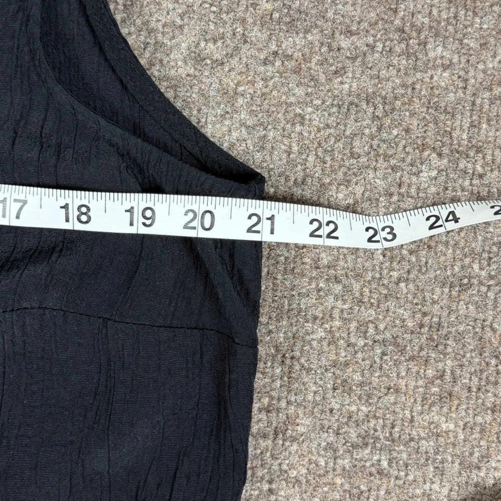 Vintage 90s Black Sleeveless Midi Shift Dress Women’s 14 Crinkle Gauzy Fairycore - Picture 8 of 10